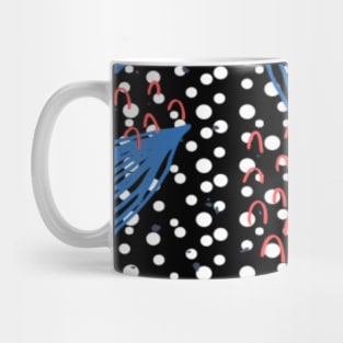 Blue Drawings and Polka Dot Pattern Mug